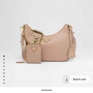 Prada Cream Shoulder Bag with Textured Leather and Adjustable Strap